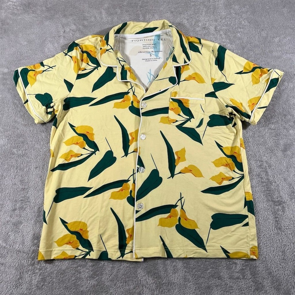 Fighting Eel Pajama Top Womens Small Yellow Limoncello Calla Lily‎